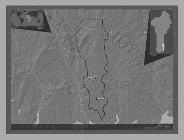 Plateau Departementet Benin Bilevel Höjd Karta Med Sjöar Och Floder — Stockfoto