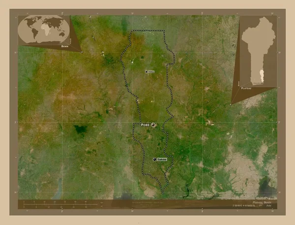 Plateau Departement Benin Lage Resolutie Satellietkaart Locaties Namen Van Grote — Stockfoto