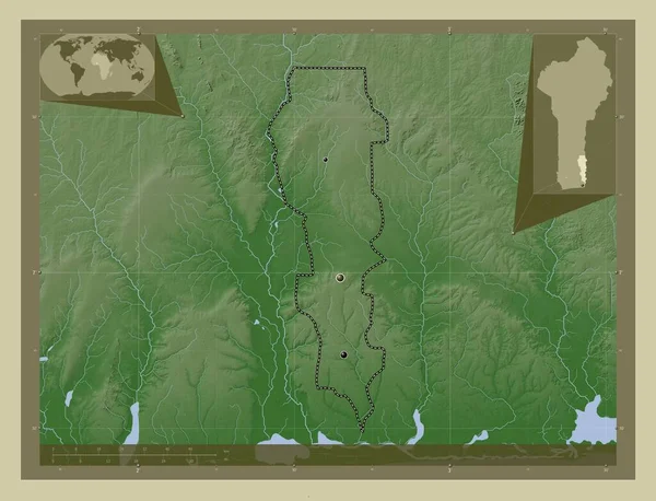 Plateau Dipartimento Del Benin Mappa Elevazione Colorata Stile Wiki Con — Foto Stock