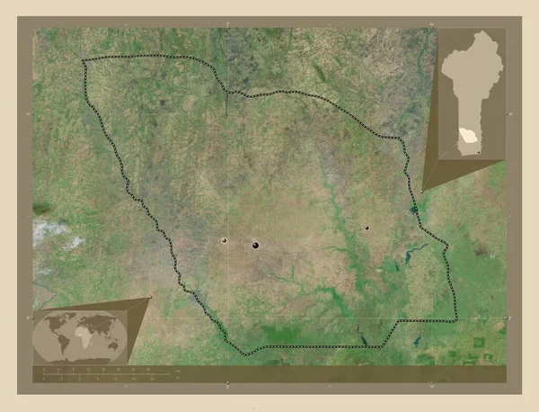 Департамент Бенина Спутниковая Карта Высокого Разрешения Места Расположения Крупных Городов — стоковое фото