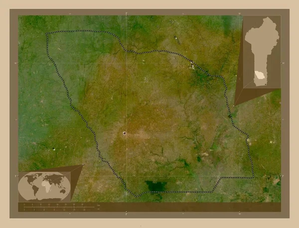 Zou Departamento Benin Mapa Satélite Baixa Resolução Mapa Localização Auxiliar — Fotografia de Stock