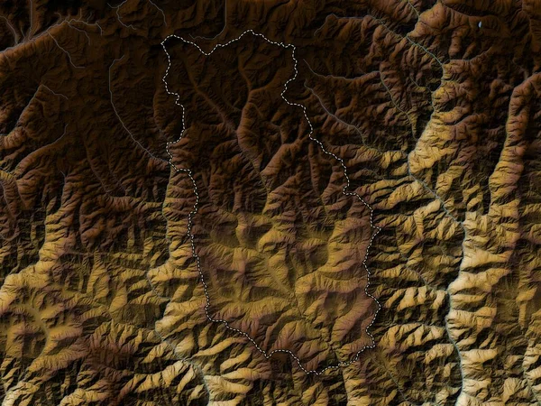 ブータン ブータンの地区 湖や川と色の標高マップ — ストック写真