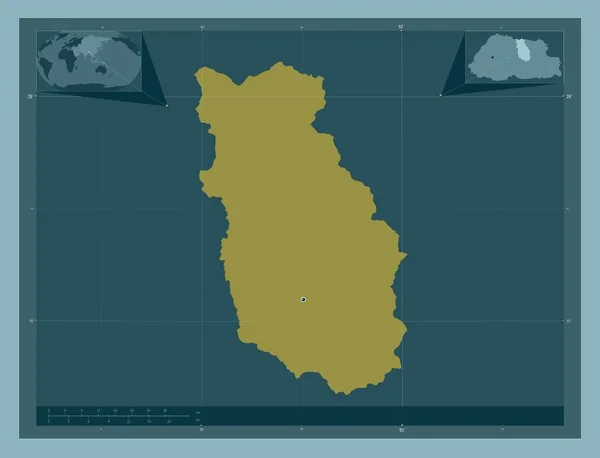 Bumthang Dzielnica Bhutanu Solidny Kształt Koloru Pomocnicze Mapy Położenia Narożnika — Zdjęcie stockowe