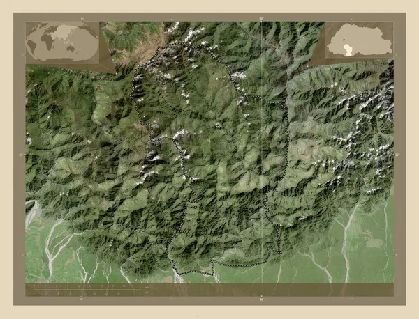 Dagana District Bhutan High Resolution Satellite Map Locations Major Cities — Stock Photo, Image