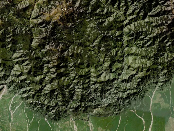 Dagana 不丹区 低分辨率卫星地图 — 图库照片