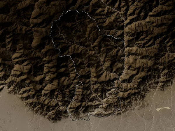 Дагана Район Бутану Висота Карти Забарвлена Сепії Тони Озерами Річками — стокове фото