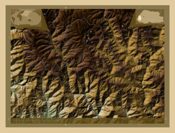 Haa Bhután Kerület Színes Domborzati Térkép Tavakkal Folyókkal Régió Nagyvárosainak — Stock Fotó
