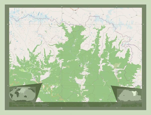 Lhuentse District Bhutan Open Plattegrond Locaties Van Grote Steden Van — Stockfoto