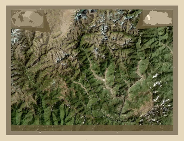 Paro Okres Bhútán Satelitní Mapa Vysokým Rozlišením Pomocné Mapy Polohy — Stock fotografie
