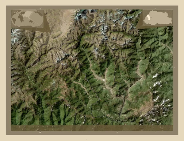 Paro Bezirk Von Bhutan Hochauflösende Satellitenkarte Eck Zusatzstandortkarten — Stockfoto