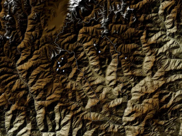 Paro District Bhutan Elevation Map Colored Wiki Style Lakes Rivers — Stock Photo, Image