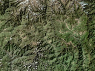 Trongsa, Butan bölgesi. Yüksek çözünürlüklü uydu haritası