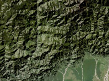 Tsirang, Butan bölgesi. Düşük çözünürlüklü uydu haritası