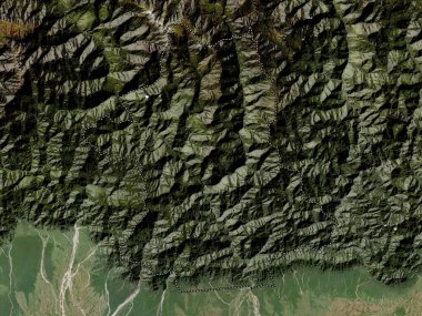 Zhemgang, Butan bölgesi. Düşük çözünürlüklü uydu haritası