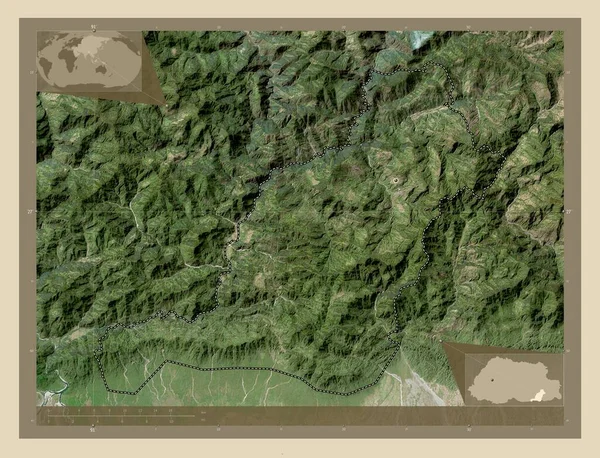 Pemagatshel Butan Bölgesi Yüksek Çözünürlüklü Uydu Köşedeki Yedek Konum Haritaları — Stok fotoğraf