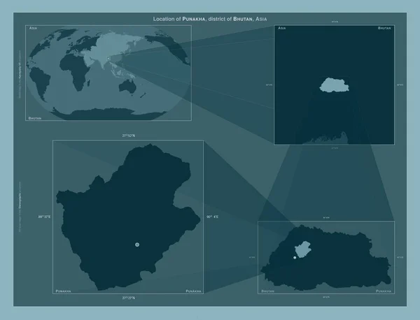 Punakha Distrito Bután Diagrama Que Muestra Ubicación Región Mapas Gran —  Fotos de Stock