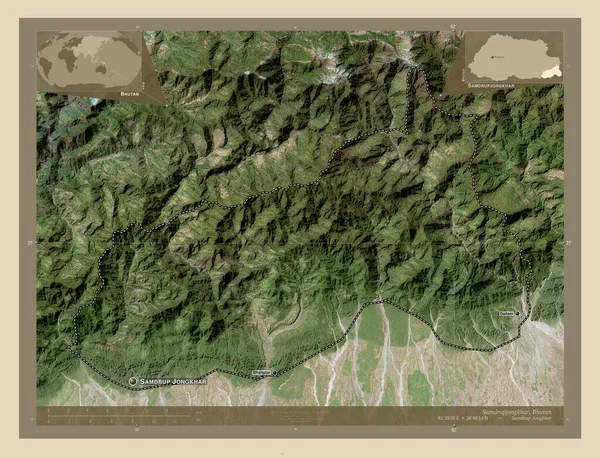 Samdrupjongkhar Distrito Butão Mapa Satélite Alta Resolução Locais Nomes Das — Fotografia de Stock