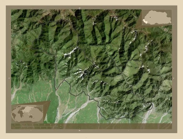 Samtse Bezirk Von Bhutan Hochauflösende Satellitenkarte Standorte Der Wichtigsten Städte — Stockfoto