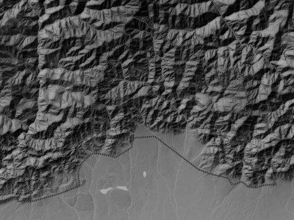 Sarpang Distrito Bután Mapa Elevación Escala Grises Con Lagos Ríos —  Fotos de Stock