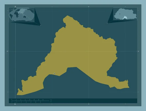 부탄의 구역인 사르팡 색깔의 지역의 도시들의 Corner Auxiliary Location — 스톡 사진