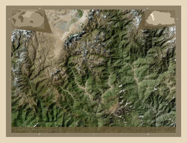 ブータンのティンプー県 高解像度衛星地図 コーナー補助位置図 — ストック写真
