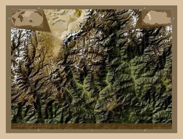 Thimphu Περιφέρεια Μπουτάν Δορυφορικός Χάρτης Χαμηλής Ανάλυσης Τοποθεσίες Μεγάλων Πόλεων — Φωτογραφία Αρχείου
