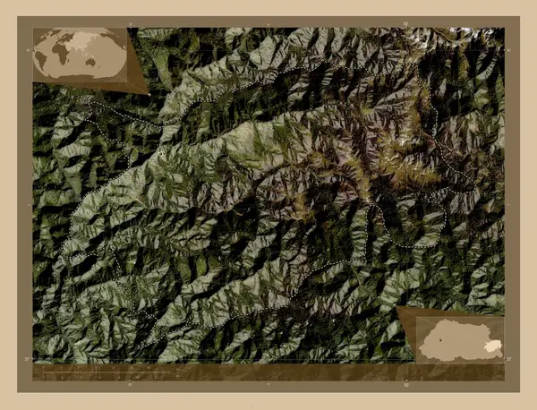 Trashigang Bezirk Von Bhutan Satellitenkarte Mit Niedriger Auflösung Eck Zusatzstandortkarten — Stockfoto