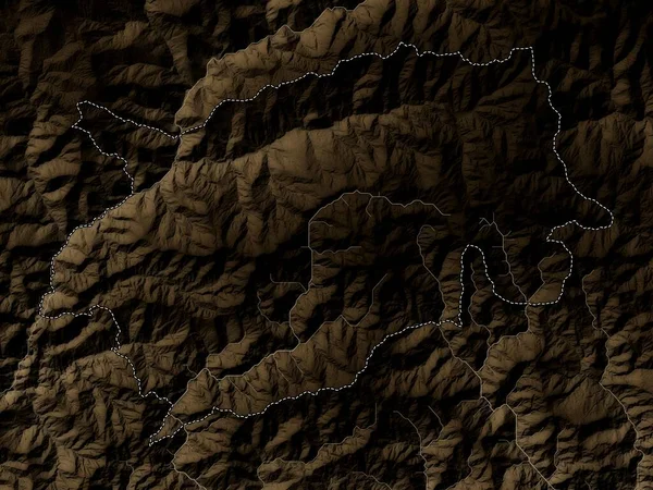 Trashigang Okres Bhútán Nadmořská Mapa Zabarvená Sépiovými Tóny Jezery Řekami — Stock fotografie