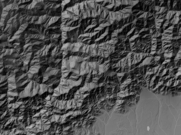 Tsirang District Bhutan Grayscale Elevation Map Lakes Rivers — Stock Photo, Image