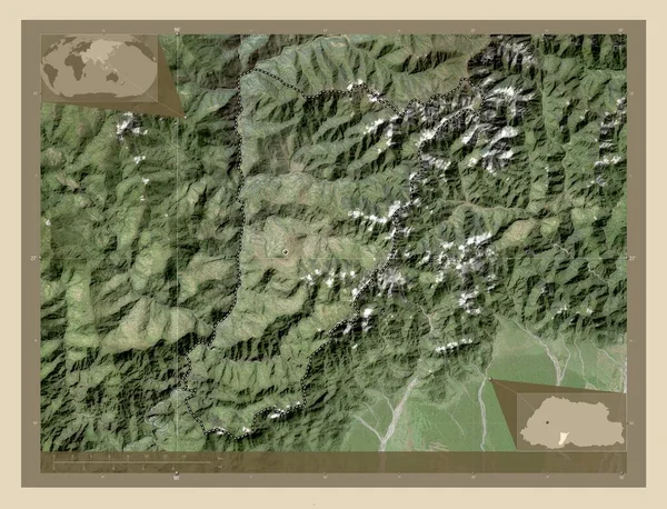 Tsirang Okres Bhútán Satelitní Mapa Vysokým Rozlišením Pomocné Mapy Polohy — Stock fotografie