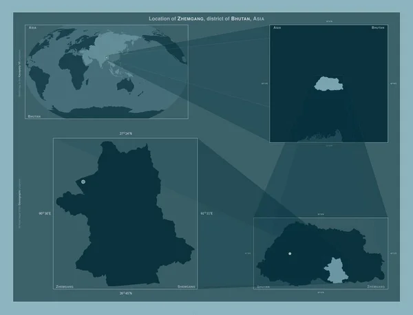 Zhemgang Distrito Bután Diagrama Que Muestra Ubicación Región Mapas Gran —  Fotos de Stock