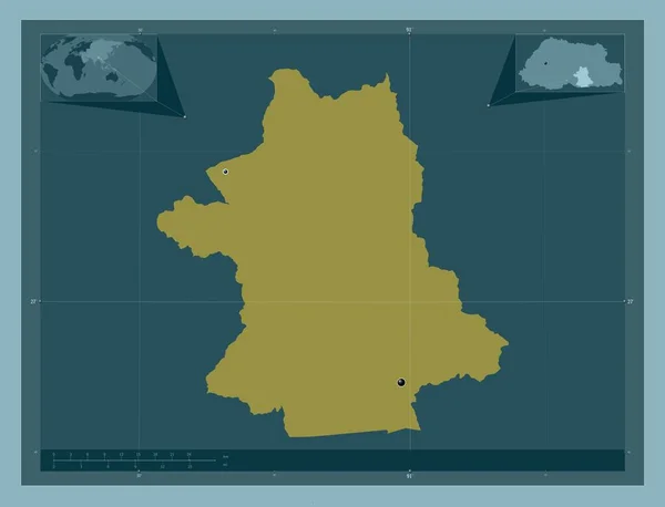 Zhemgang District Bhutan 색깔의 지역의 도시들의 Corner Auxiliary Location — 스톡 사진