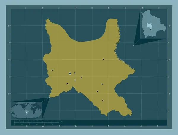 볼리비아의 관할이다 색깔의 지역의 도시들의 Corner Auxiliary Location — 스톡 사진