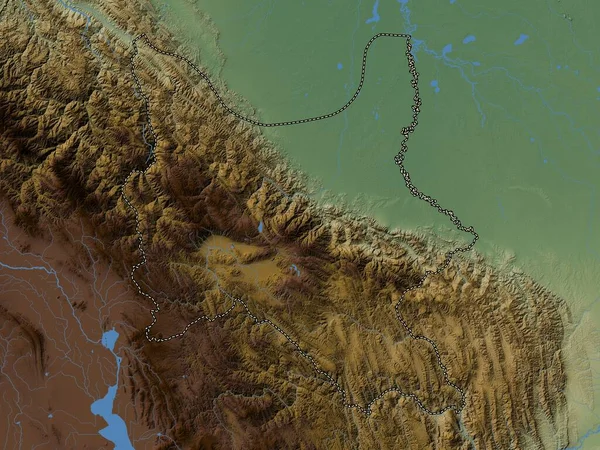Κοτσαμπάμπα Τμήμα Βολιβίας Χρωματιστός Υψομετρικός Χάρτης Λίμνες Και Ποτάμια — Φωτογραφία Αρχείου