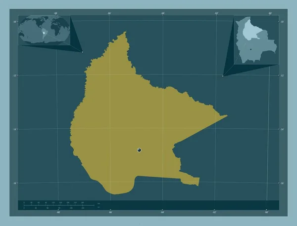 Beni Departamento Bolívia Forma Cor Sólida Mapa Localização Auxiliar Canto — Fotografia de Stock