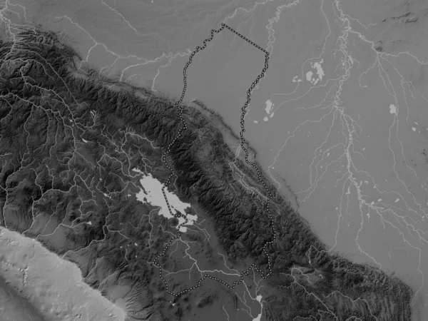 Paz Департамент Болівії Грайливою Картою Висот Озерами Річками — стокове фото