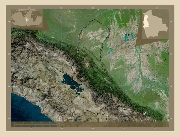 ボリビアのラパス県 高解像度衛星地図 コーナー補助位置図 — ストック写真