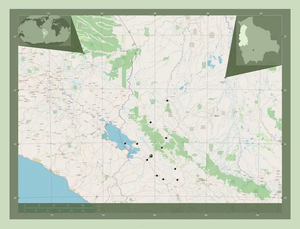 Paz Departement Bolivia Open Plattegrond Locaties Van Grote Steden Van — Stockfoto