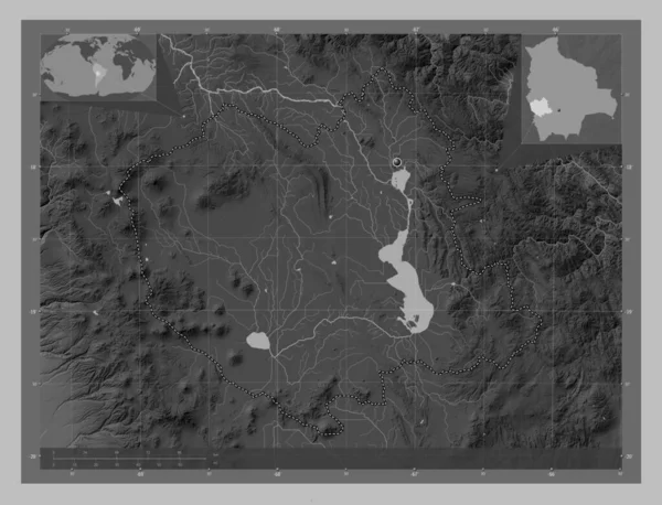 Ορούρο Τμήμα Βολιβίας Υψόμετρο Διαβαθμίσεων Του Γκρι Λίμνες Και Ποτάμια — Φωτογραφία Αρχείου