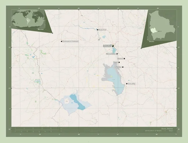 Оруро Департамент Боливии Карта Улиц Места Названия Крупных Городов Области — стоковое фото