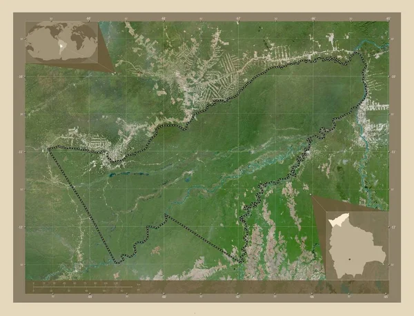 Пандо Департамент Болівії Супутникова Карта Високої Роздільної Здатності Кутові Допоміжні — стокове фото