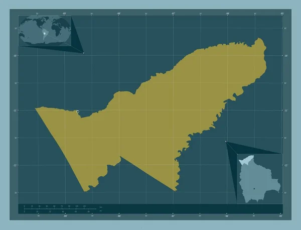 Pando Department Bolivia Solid Color Shape Corner Auxiliary Location Maps — Stock Photo, Image