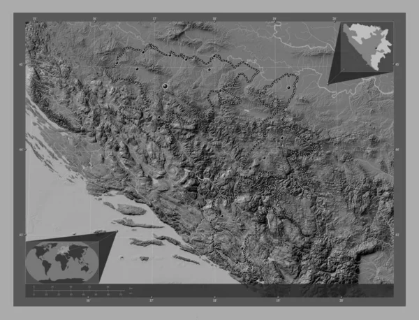 Repuplika Srpska Bosznia Hercegovina Entitása Kétszintes Domborzati Térkép Tavakkal Folyókkal — Stock Fotó