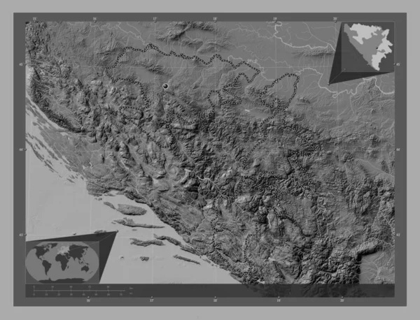 Repuplika Srpska Entidad Bosnia Herzegovina Mapa Elevación Bilevel Con Lagos —  Fotos de Stock