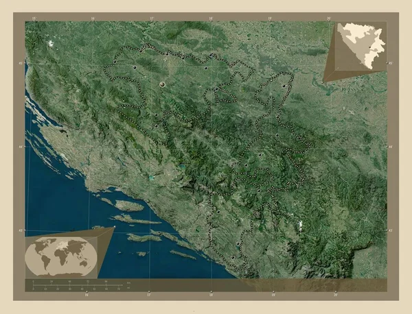 Repuplika Srpska Entidad Bosnia Herzegovina Mapa Satelital Alta Resolución Ubicaciones —  Fotos de Stock