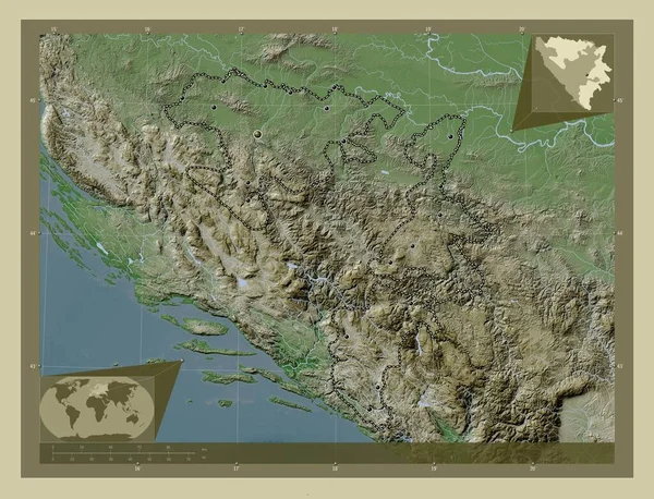 Республика Сербская Территория Боснии Герцеговины Карта Высоты Окрашенная Вики Стиле — стоковое фото