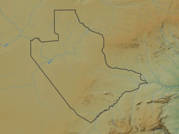 Centrala Botswana Distriktet Färgad Höjdkarta Med Sjöar Och Floder — Stockfoto