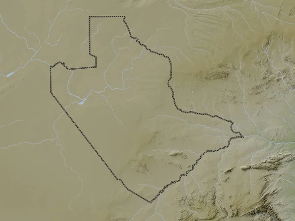 Центральный Район Ботсваны Карта Высот Окрашенная Вики Стиле Озерами Реками — стоковое фото