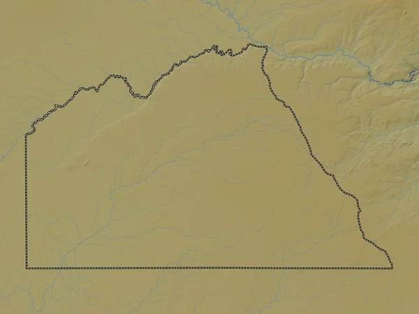 Chobe Dzielnica Botswany Kolorowa Mapa Wzniesień Jeziorami Rzekami — Zdjęcie stockowe
