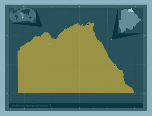 Chobe District Botswana Solid Color Shape Locations Major Cities Region — Stock Photo, Image